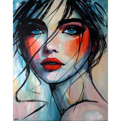 Emerald Gaze 80x100, Rafal Stach, obrazy akryl