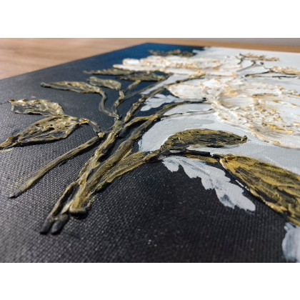 Marzena Dymek - obrazy akryl - TRYPTYK GLAMOUR ZŁOTO I CZERŃ – Nowoczesne Obrazy Strukturalne 90/110x40cm (darmowa dostawa) foto #4