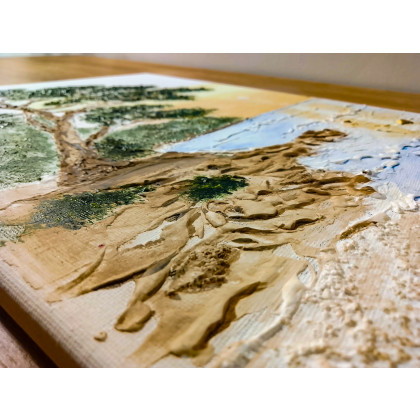 Marzena Dymek - obrazy akryl - OBRAZ STRUKTURALNY 3D Z DEDYKACJĄ - BLASKU BRZEG - GOTOWY POMYSŁ NA SPERSONALIZOWANY PREZENT foto #1