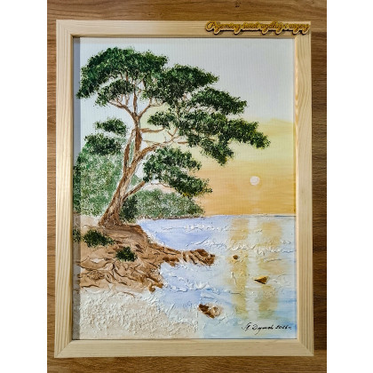 Marzena Dymek - obrazy akryl - OBRAZ STRUKTURALNY 3D Z DEDYKACJĄ - BLASKU BRZEG - GOTOWY POMYSŁ NA SPERSONALIZOWANY PREZENT foto #3