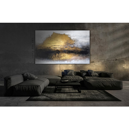 Dorota Kalinowska - obrazy akryl - BRZASK złota abstrakcja 130x80 cm foto #1