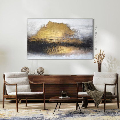 Dorota Kalinowska - obrazy akryl - BRZASK złota abstrakcja 130x80 cm foto #2