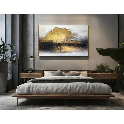 Dorota Kalinowska - obrazy akryl - BRZASK złota abstrakcja 130x80 cm foto #4