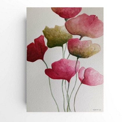 Maki-  akwarela formatu 24/18 cm, Paulina Lebida, obrazy akwarela