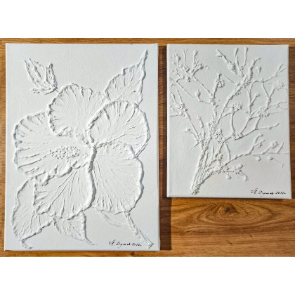 DYPTYK STRUKTURALNY Z TEKSTURĄ 3D DYSKRETNA DELIKATNOŚĆ - SKANDYNAWSKA KLASYKA 2w cenie 1, Marzena Dymek, obrazy tech. mieszana