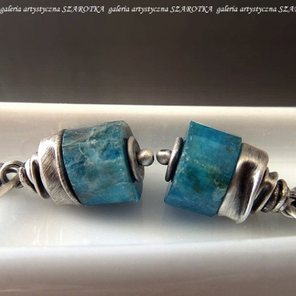 szarotka - kolczyki - PRYWATNE OCEANY kolczyki z apatytu i srebra foto #1