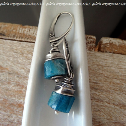 szarotka - kolczyki - PRYWATNE OCEANY kolczyki z apatytu i srebra foto #2