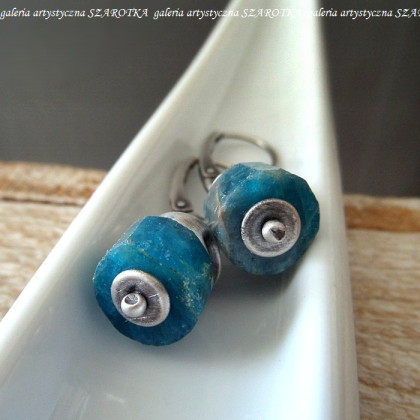 szarotka - kolczyki - PRYWATNE OCEANY kolczyki z apatytu i srebra foto #3