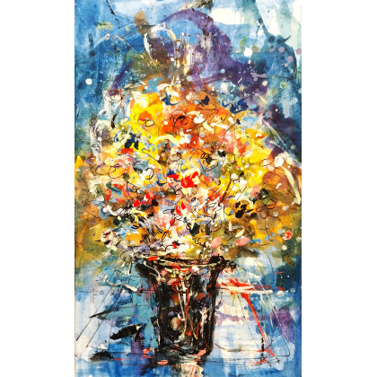 Bukiet kwiatów, Dariusz Grajek, obrazy tech. mieszana