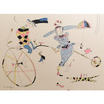 Na starym bicyklu..., Dariusz Grajek, obrazy tech. mieszana