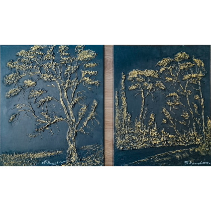 DYPTYK STRUKTURALNY GORDYJSKI GLAMOUR - LUKSUSOWE OBRAZY z TEKSTURĄ 3D, Marzena Dymek, obrazy tech. mieszana