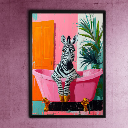 Zebra bierze kąpiel - grafika na plakacie na A3, Justyna Jaszke, plakaty