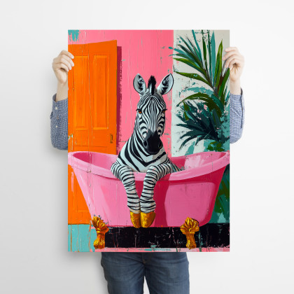 Justyna Jaszke - plakaty - Zebra bierze kąpiel - grafika na plakacie na A3 foto #2
