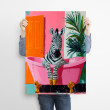 Zebra bierze kąpiel - grafika na plakacie na A3
