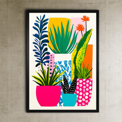 Kwiaty doniczkowe - grafika na plakacie na A3, Justyna Jaszke, plakaty