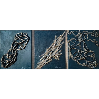 TRYPTYK RELIEF ŚCIENNY - MALARSTWO RZEŹBIARSKIE - 3 w cenie 2szt., Marzena Dymek, obrazy tech. mieszana