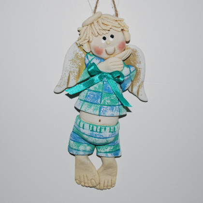 Nic nie powiem - aniołek z masy solnej, prezent, dekoracja, magosza, anioły i aniołki