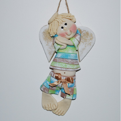 na imię mam Staś - aniołek z masy solnej, prezent, dekoracja, magosza, anioły i aniołki