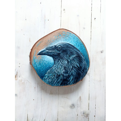 Joanna Podolska - obrazy akryl - Kruk - obraz na drewnie brzozowym foto #1