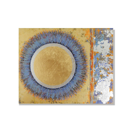 Słoneczny kwiat - metaliczny obraz akrylowy, Jolanta Frankiewicz, obrazy akryl