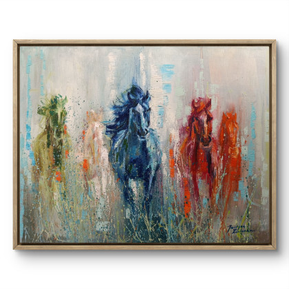 Justyna Zielonka - obrazy olejne - Galopem w tęczę foto #1