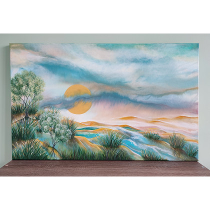 Elżbieta Hanarz - obrazy akryl - Cichy poranek - Krajobraz akrylowy na płótnie 50x80 foto #1