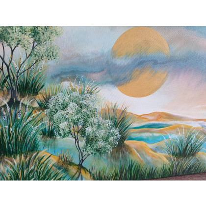 Elżbieta Hanarz - obrazy akryl - Cichy poranek - Krajobraz akrylowy na płótnie 50x80 foto #3