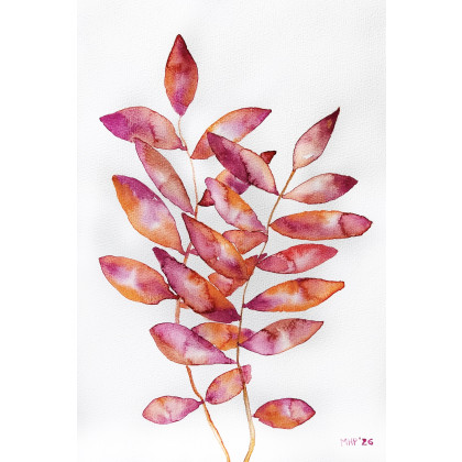 Marta Hajduk-Pawlica - obrazy akwarela - Listki róż/pomarańcz A4 - akwarela foto #1