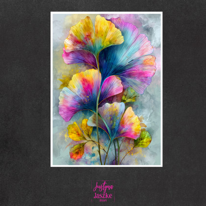 Justyna Jaszke - Grafika cyfrowa - Ginkgo Biloba liście - zestaw 9 grafik 15x21 cm foto #2