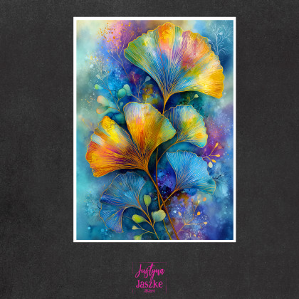 Justyna Jaszke - Grafika cyfrowa - Ginkgo Biloba liście - zestaw 9 grafik 15x21 cm foto #3