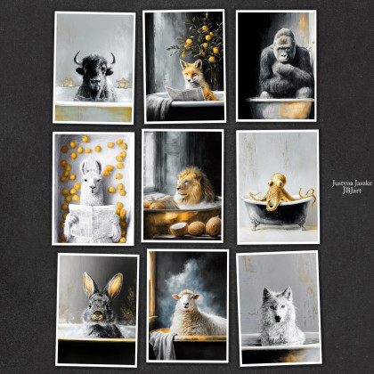 Złote SPA - zestaw 9 grafik 15x21 cm, Justyna Jaszke, Grafika cyfrowa