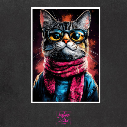 Justyna Jaszke - Grafika cyfrowa - Hipsterskie koty 1 - zestaw 9 grafik 15x21 cm foto #3