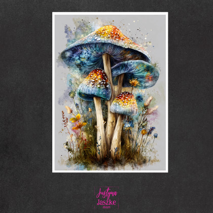Justyna Jaszke - Grafika cyfrowa - Magiczne grzyby - zestaw 9 grafik 15x21 cm foto #2