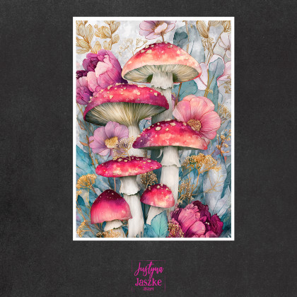 Justyna Jaszke - Grafika cyfrowa - Magiczne grzyby - zestaw 9 grafik 15x21 cm foto #3