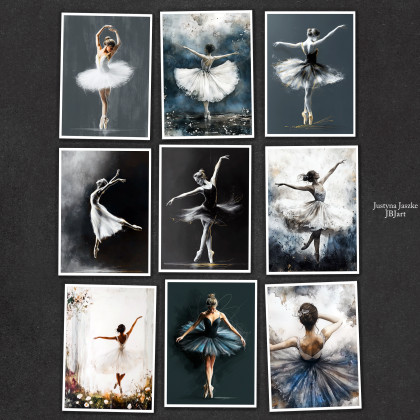 Baletnice - zestaw 9 grafik 15x21 cm, Justyna Jaszke, Grafika cyfrowa