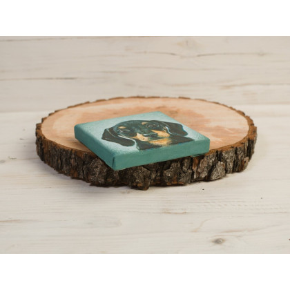 Joanna Podolska - obrazy akryl - Jamniczek, obraz 10x10cm foto #4