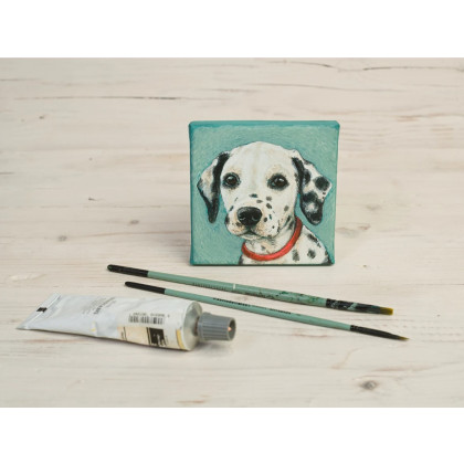 Joanna Podolska - obrazy akryl - Dalmatyńczyk, obraz 10x10cm foto #2