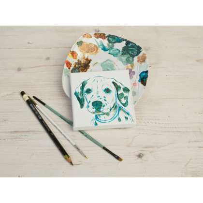 Joanna Podolska - obrazy akryl - Dalmatyńczyk, obraz 10x10cm foto #3