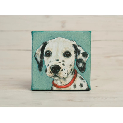 Joanna Podolska - obrazy akryl - Dalmatyńczyk, obraz 10x10cm foto #4