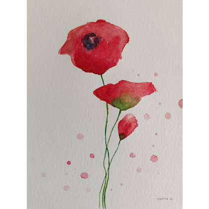 Paulina Lebida - obrazy akwarela - Maki-  akwarela  formatu 32/24 cm foto #1