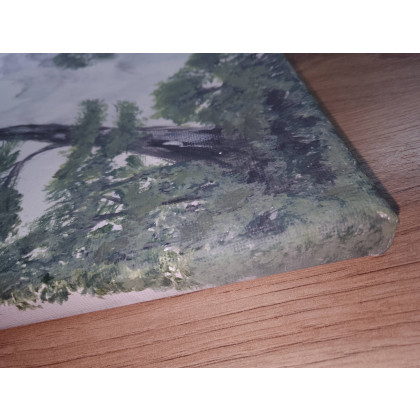 Marzena Dymek - obrazy akryl - PEJZAŻ AKRYLOWY RĘCZNIE MALOWANY NA PŁÓTNIE PÓŁCIENIE CISZY - 30x24cm (darmowa dostawa) foto #4