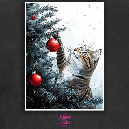 Justyna Jaszke - Grafika cyfrowa - Koty kochają choinki - zestaw 9 grafik 15x21 cm foto #1