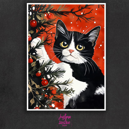 Justyna Jaszke - Grafika cyfrowa - Koty kochają choinki - zestaw 9 grafik 15x21 cm foto #3