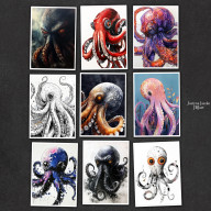 OŚMIORNICE - ZESTAW 9 GRAFIK 15X21 CM