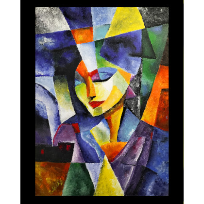 Kolorowa geometria portretu, Grzegorz Zalewski, obrazy akryl
