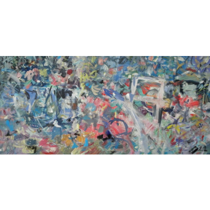 Stół w ogrodzie, Eryk Maler, obrazy olejne