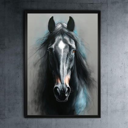 Czarny koń - grafika na plakacie na A3, Justyna Jaszke, plakaty
