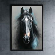 Czarny koń - grafika na plakacie na A3