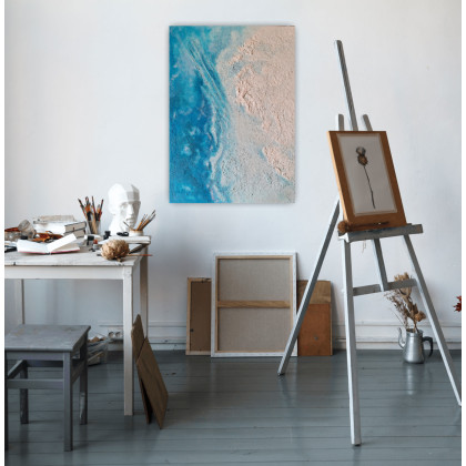 Yulia Szczerbak - obrazy akryl - Obraz ręcznie malowany akrylami na płótnie strukturalny abstrakcja morze minimalistyczna 55×76 foto #1