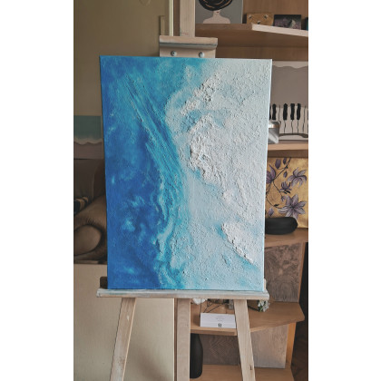 Yulia Szczerbak - obrazy akryl - Obraz ręcznie malowany akrylami na płótnie strukturalny abstrakcja morze minimalistyczna 55×76 foto #2